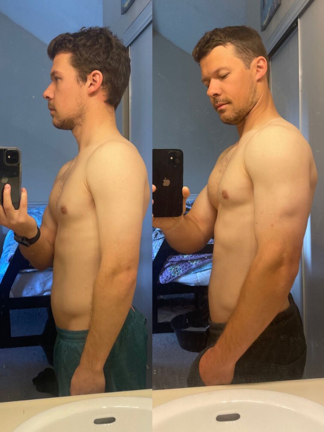 Stark Fitness before and after - side view recomp