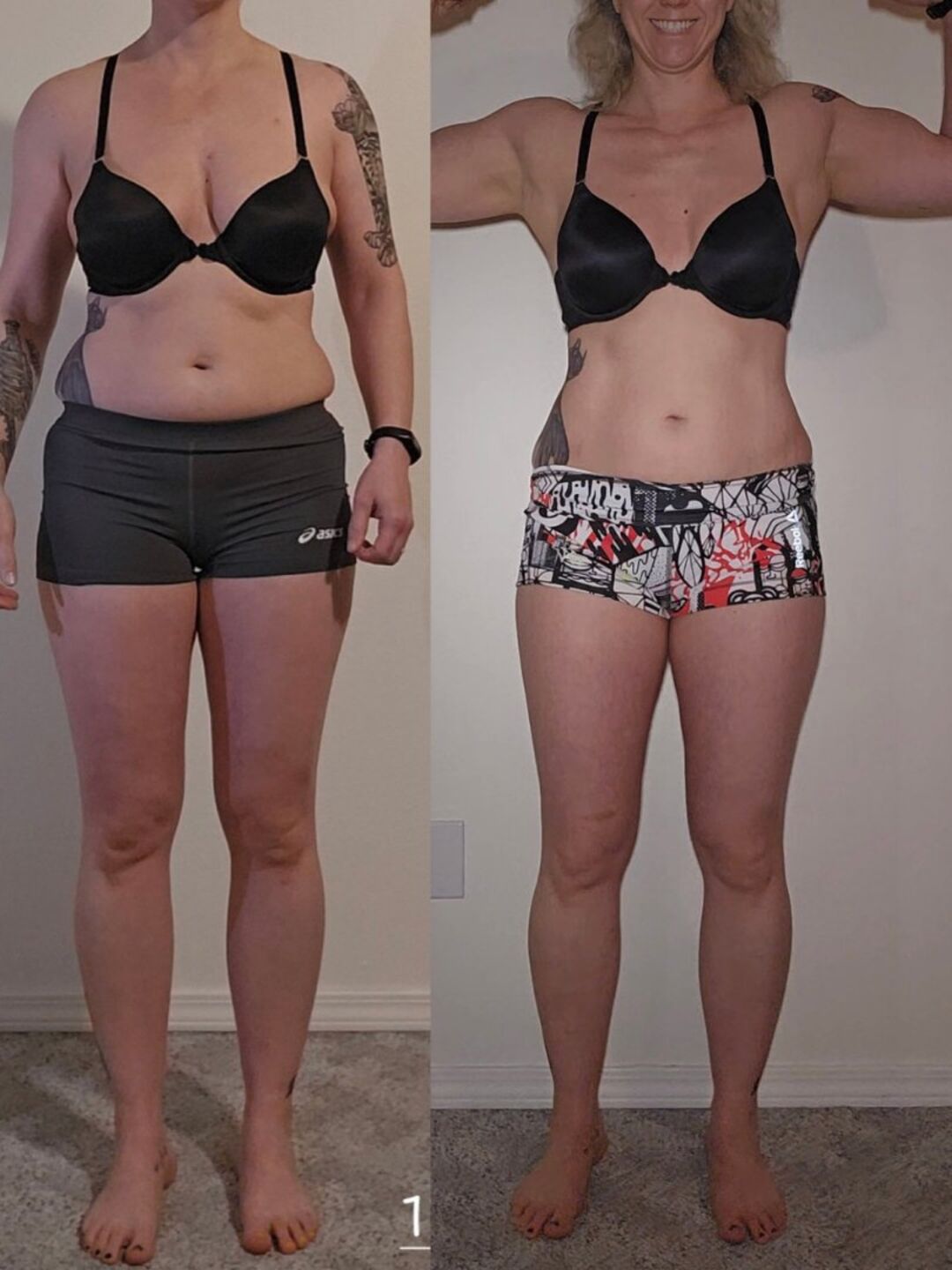 Stark Fitness before and after - front bicep posing