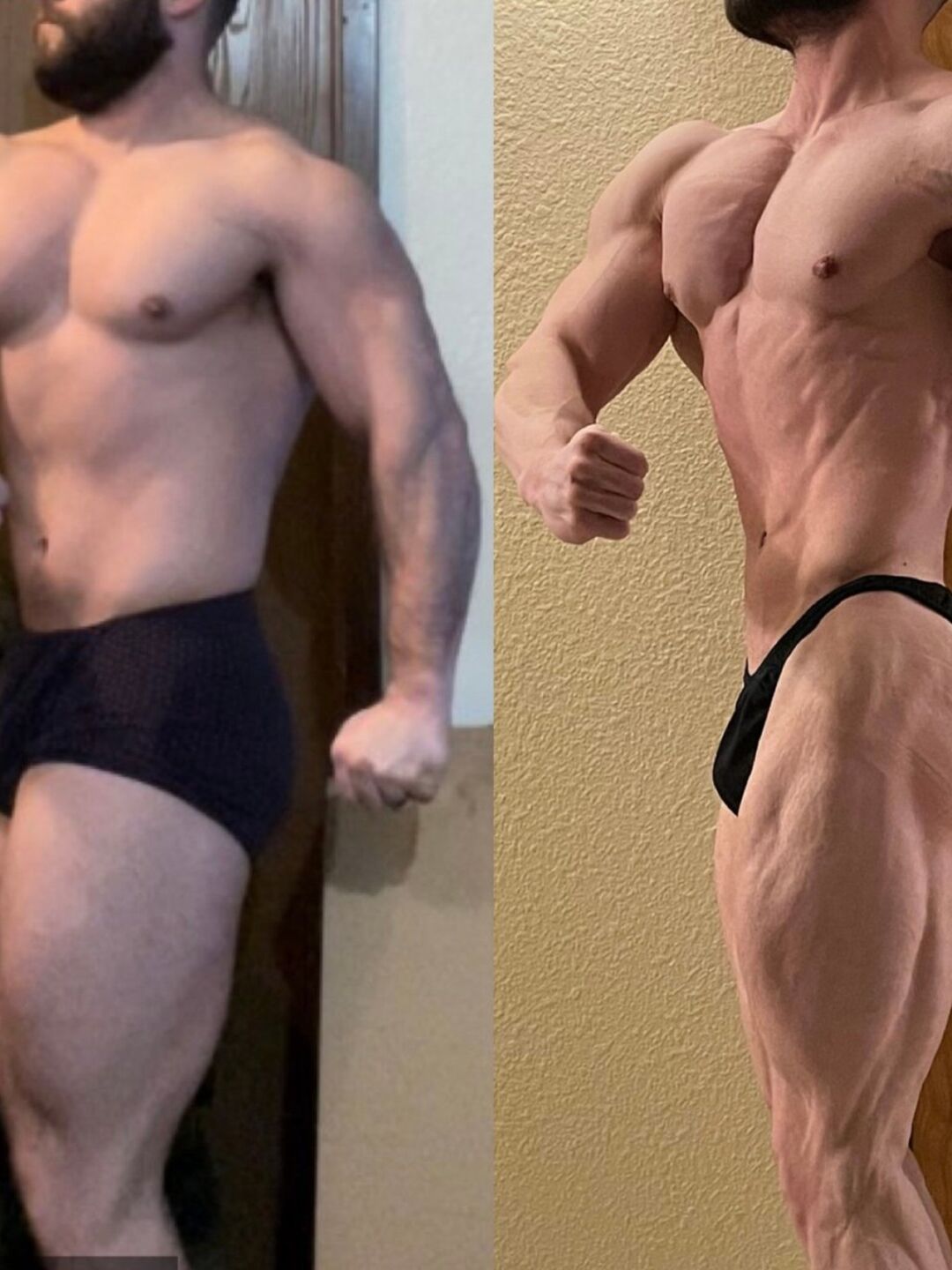 Stark Fitness before and after - bodybuilding posing